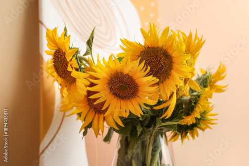 Vase with beautiful sunflow...