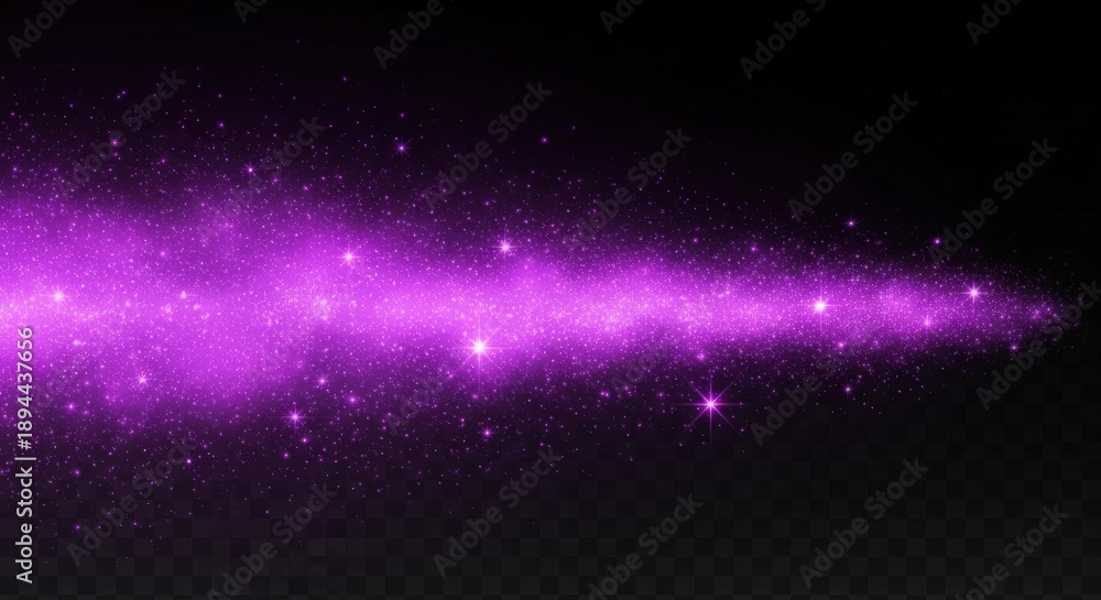 Fototapeta premium Bright purple cosmic beam with sparkling stars space