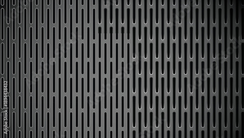 dark grey metallic industrial grille pattern with vertical rounded slots for modern architectural background design