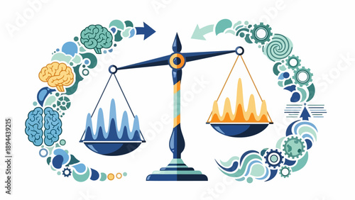 Balanced Scales with Blue and Yellow Elements.