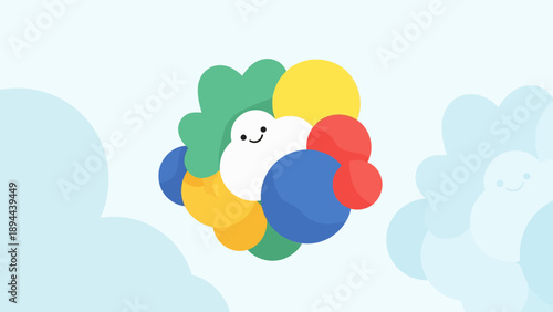 Colorful Cartoon Character with Smiling Face.