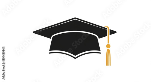 Graduation cap with tassel on white background symbolizing academic achievement