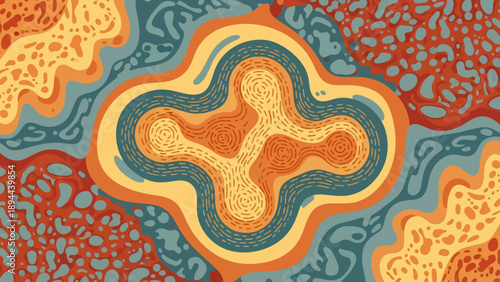 Vibrant Abstract Pattern with Central Design Element.