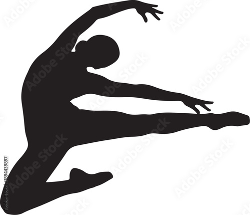 Silhouette of a dancer in a dynamic pose isolated