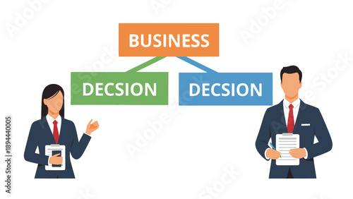 Business decisions concept with professionals making strategic choices.