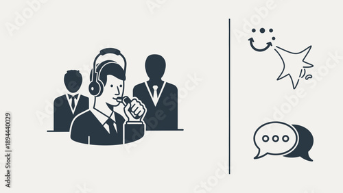 Customer Support and Digital Communication Graphic Icons