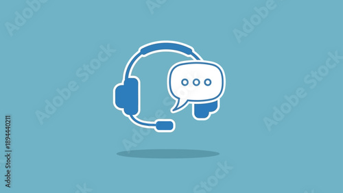 Customer Support Service Headset and Speech Bubble Icon