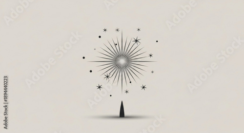 Firework explodes in night sky with sparks and stars festive