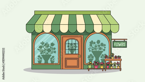 Charming Flower Shop Storefront Illustration