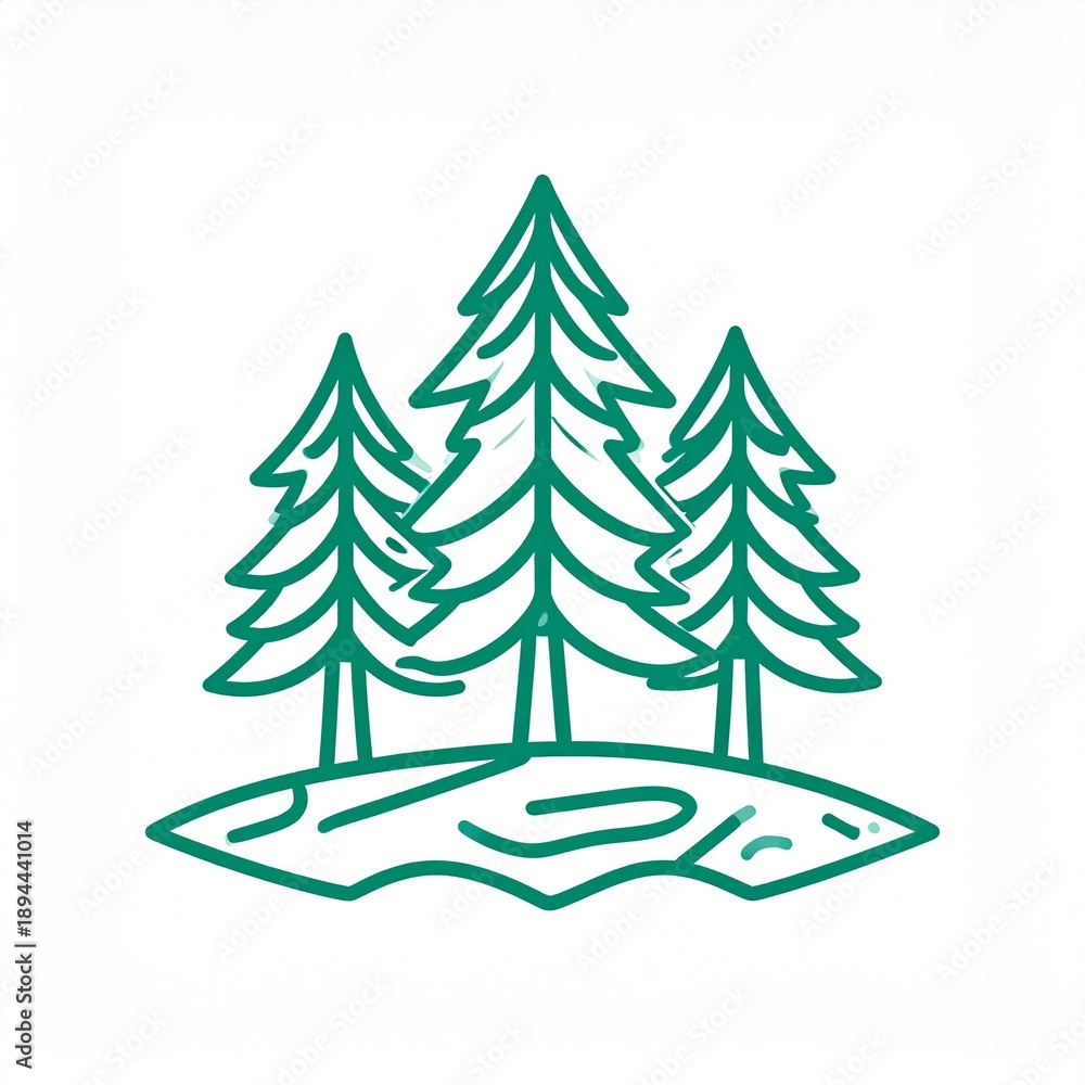 Fototapeta premium Hand drawn green forest trees on open book illustration minimalist nature education