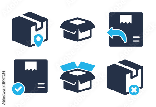 Logistics and Package Delivery icon set. Solid glyph series icons