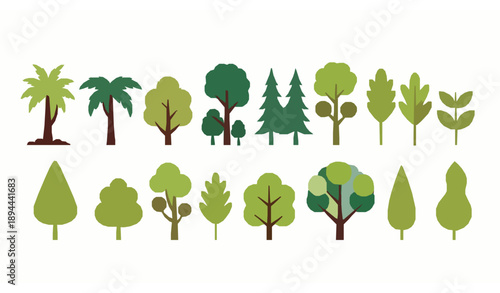 SEO-Friendly Title
Stylized tree and leaf vector collection in flat modern nature illustration style