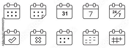 Calendar planning schedule date minimal line icon vector.