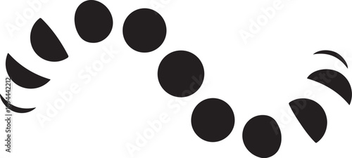 Phases of the Moon in a Curved Line Illustration