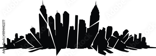 Black silhouette of a city skyline at night time