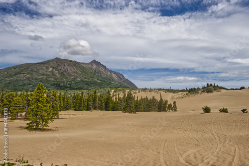 Photos Beautiful day at the desert clouds above the green mountain - Carcross, YT, Cana