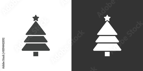 Christmas Tree with Star icon set. Solid glyph series icons