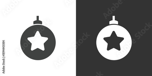 Star Christmas Bauble icon set. Solid glyph series icons