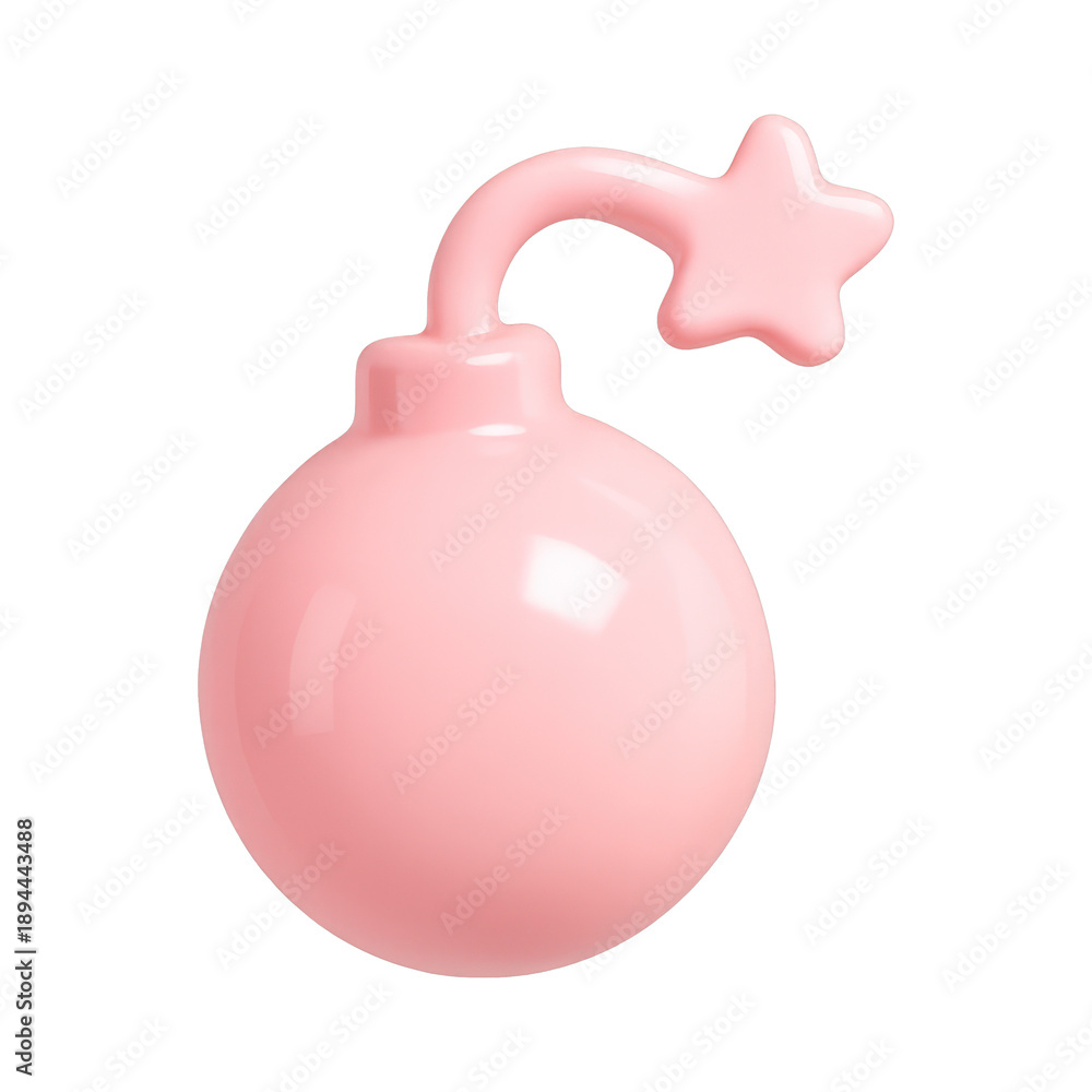Fototapeta premium PNG Pink star-shaped cartoon bomb