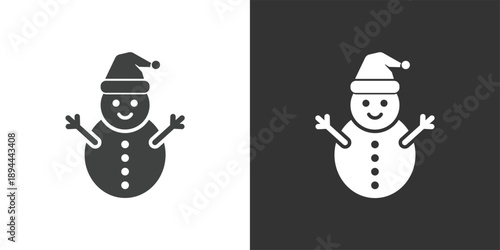 Cute Snowman icon set. Solid glyph series icons