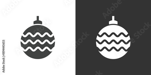 Wavy Christmas Ornament icon set. Solid glyph series icons