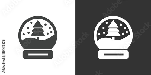 Crystal Snow Globe icon set. Solid glyph series icons