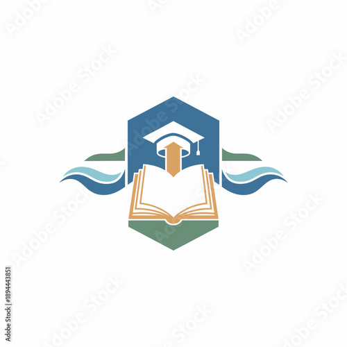 Graduation Cap on Open Book Logo Design.