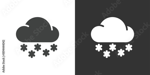 Snowy Cloud icon set. Solid glyph series icons