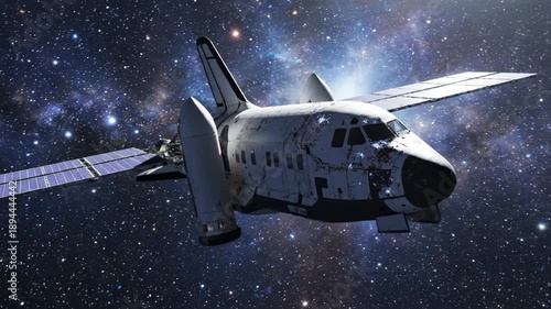 Wallpaper Mural Spacecraft Flying Through Galaxy in Outer Space. Torontodigital.ca