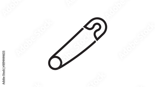 Minimalist carabiner clip in simple line art style with black color on white background for outdoor gear icon