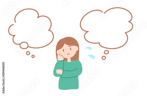 悩んでいる女性のベクターイラスト