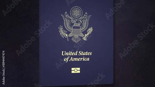 USA passport 2d animation travel blue symbol document 1