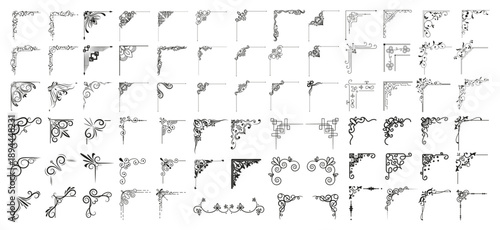 Vector illustration of decorative corner frame set. Vintage corner set. vector frame corners