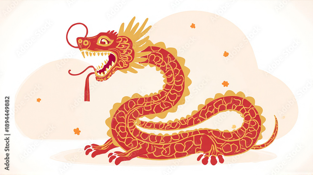 Fototapeta premium Chinese Zodiac Snake Vector Illustration