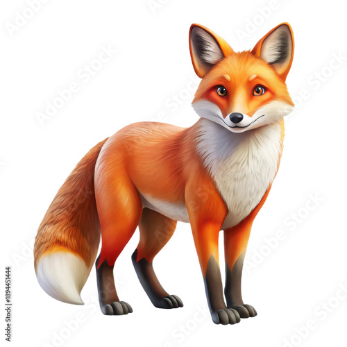 Standing fox with alert expression