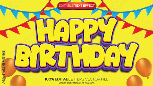 3d text effect happy birthday theme