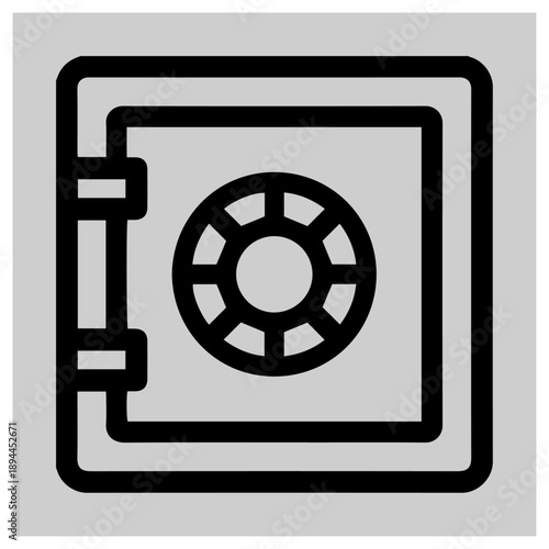 Secure safe deposit box isolated on white background, Vector