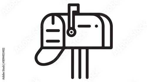 Mailbox with Exclamation Mark in Simple Line Art Style on White Background for Icon or Symbol Use
