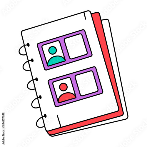 A doodle style icon showing a photo album