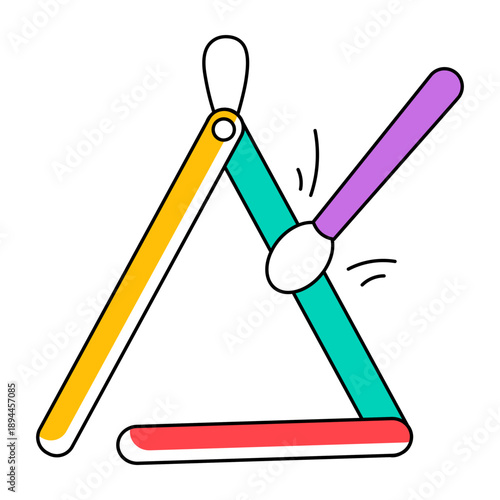 A doodle style icon depicting a triangle percussion