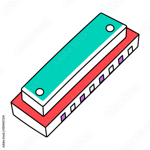 A doodle style icon depicting a harmonica instrument