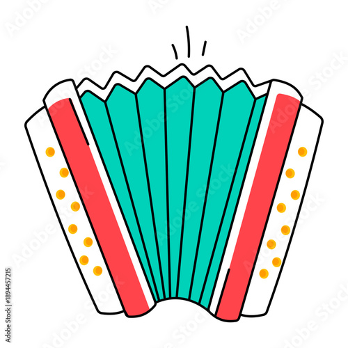 A hand drawn style icon depicting an accordion