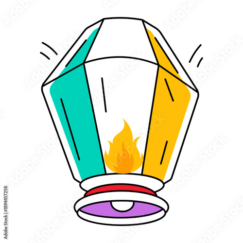 A sketchy style icon showing a sky lantern