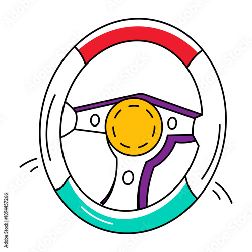 A hand drawn style icon showing a steering wheel
