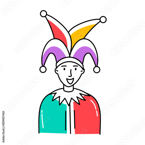 A hand drawn style icon showing a jester hat