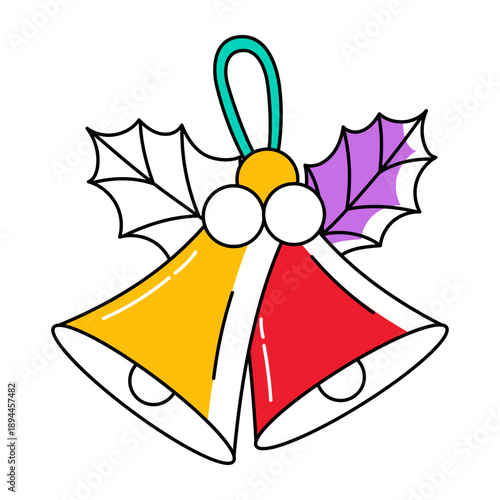 A doodle style icon showing a christmas bell