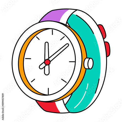 A doodle style icon depicting a watch