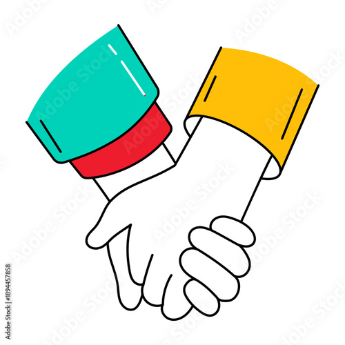 A hand drawn style icon of holding hands