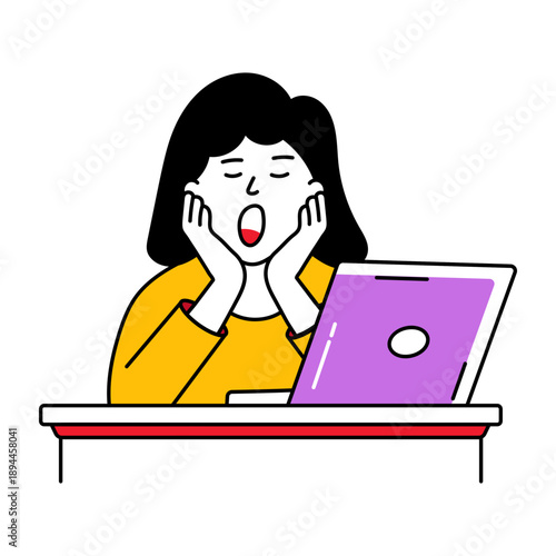 A doodle style icon showing tired employee