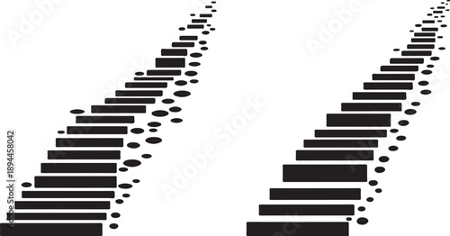 Staircase illustration with fading steps on white background design
